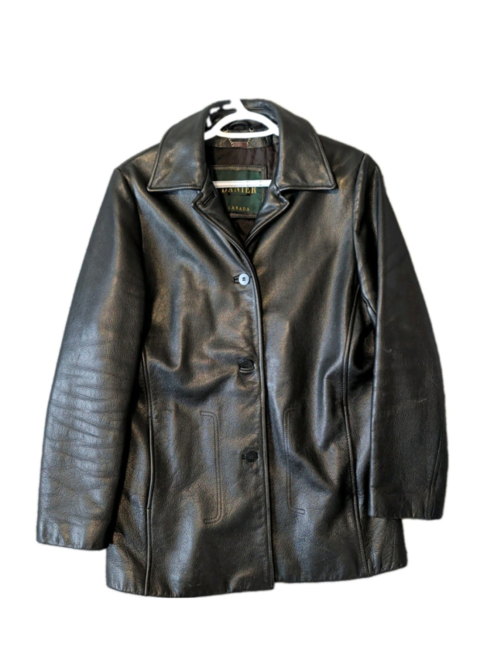Womens Danier Leather Jacket Large Black Genuine Gothic Biker Halloween Punk